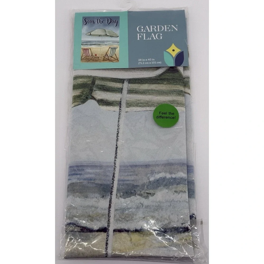 Nantucket Distributing Seas the Day Beach Garden Flag 28x40 Coastal Summer Decor